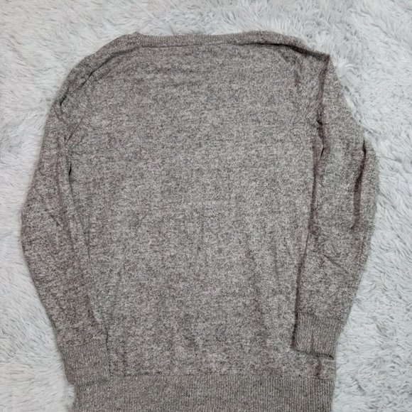 Lucky Brand Womens Sweater Gray S Marled V Neck Split Hem Lightweight Small - Picture 2 of 9
